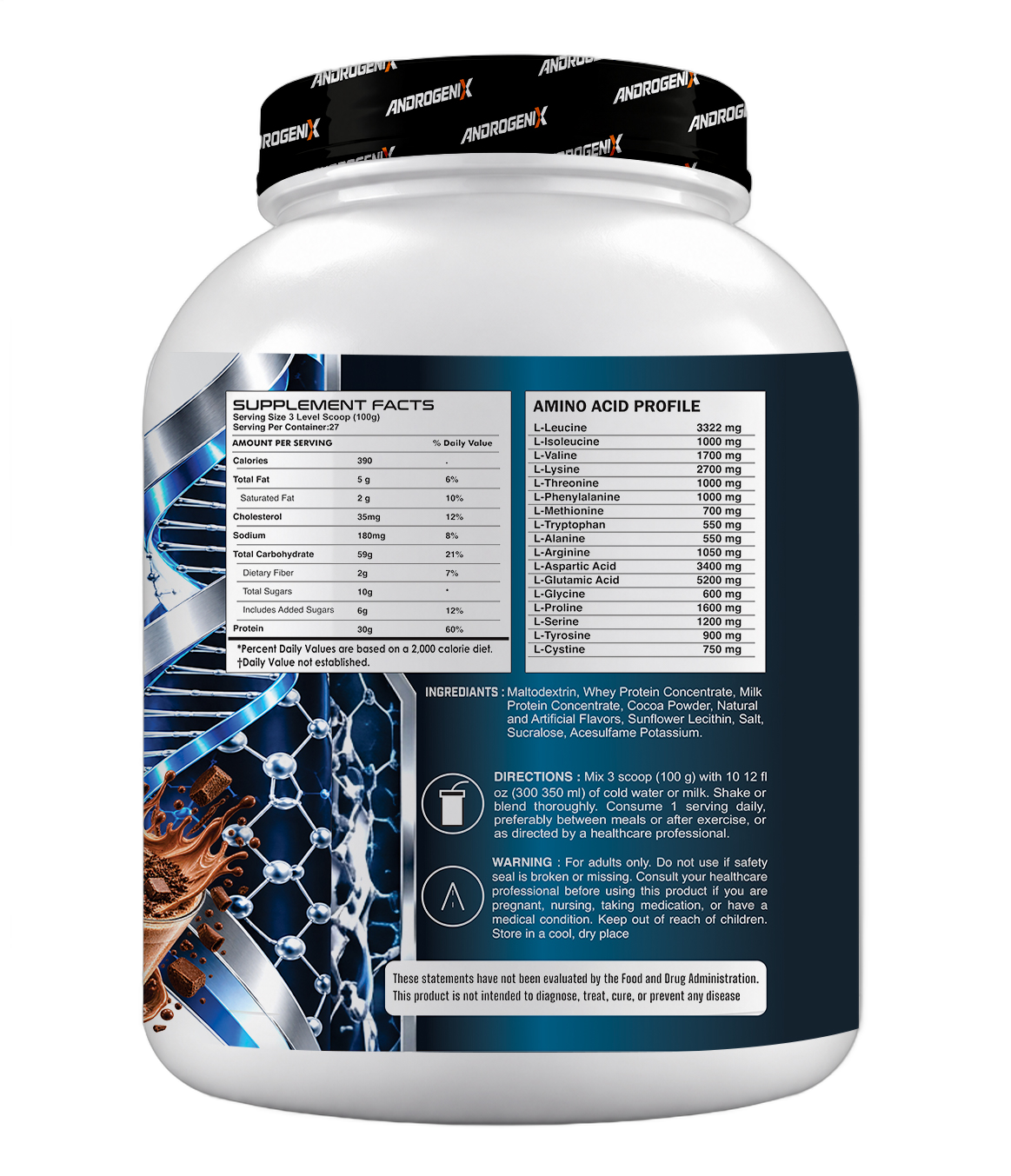 Nutrition facts for Andro Mass
